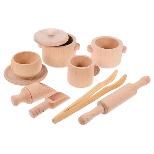 YARNOW Holz Tee Set Kinderküche Nachhaltiges Teiliges Holzspielgeschirr für Mädchen Simuliertes Nachmittags Tee Party Set Pädagogisches Rollenspiel Küchenutensilien für Kleinkinder von YARNOW