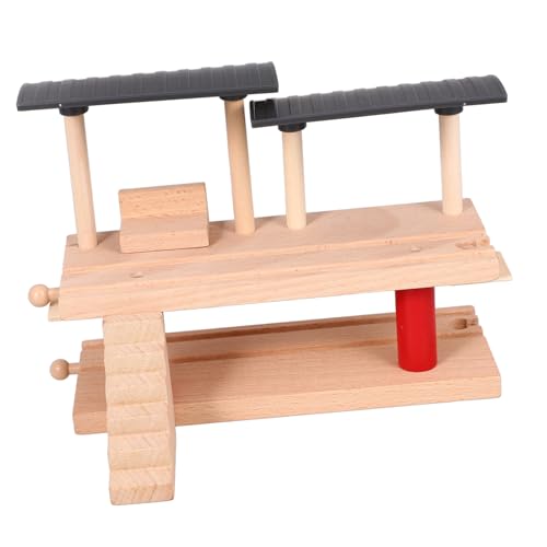 YARNOW Holzbahnsteig Spielbahnhof Bahnsteig Doppelstockbahnsteig Züge Gleisbahnsteig Bahnhofsbahnsteig Kinderbahnhof Bahnsteig Modell Beige Kunststoff von YARNOW