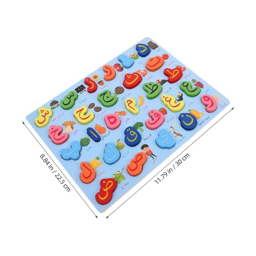 YARNOW Holzpuzzle Arabisches Alphabet Montessori Lernspielzeug für Mittlere Blau Buchstaben Erkennung Kreatives Zuordnen Langlebiges Lernspielzeug für Vorschulkinder von YARNOW