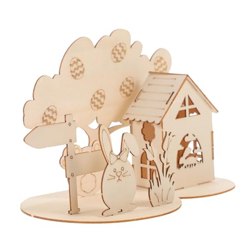 YARNOW Holzpuzzle DIY Osterhase und Ei Kinderfreundliches Lernspielzeug Feinmotorik Langlebiges Holzmaterial für Eltern Junge Mädchen Interaktion und Kreativen Spielspaß von YARNOW