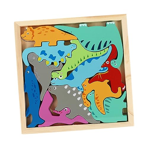 YARNOW Holzspielzeug Dinosaurier Puzzle für Kleinkinder Pädagogisches Steckspiel Hand Augen Koordination Interaktives aus Natürlichem Holz Sicher für Lernspiele im Innenbereich von YARNOW