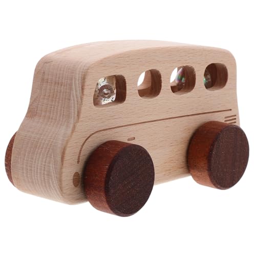 YARNOW Holzspielzeug Lustig Spielzeugbus Für Bus Für Jungenalter Spielzeugbus Für Kleinkinder Liebenswert Marmor Tragbares Busmodell Aus Holz Simulieren Busmodelle Buche Beige von YARNOW