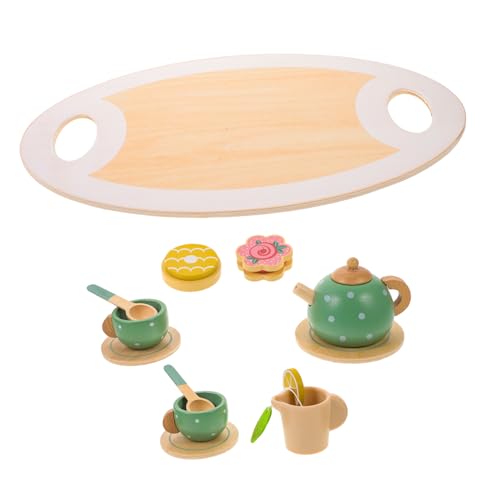 YARNOW Holzspielzeug Tee Set Rollenspiel Nachmittags Tee Party Set Fördert Feinmotorik Geeignet für Kleinkinder Simuliertes Spielgeschirr für Kreative Rollenspiele von YARNOW