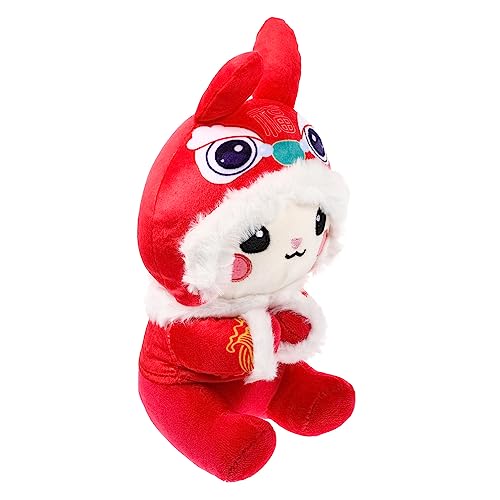 YARNOW Jahr des Hasen Plüschtier Kuscheliges Stofftier Hase Maskottchen Glücksbringer Rotes Ohr Kostüm von YARNOW