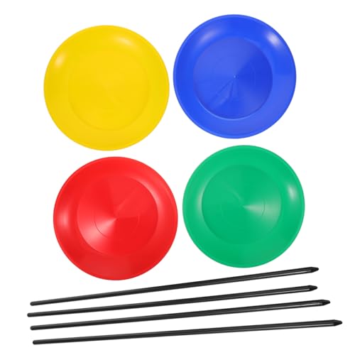 YARNOW Jonglierplatten Set mit Handstäben Bunte Kunststoff Drehteller für Zirkus Spiel und Performance Teiliges Trainingsset für Jonglieranfänger und Straßenkunst Verbessertes Balance und von YARNOW