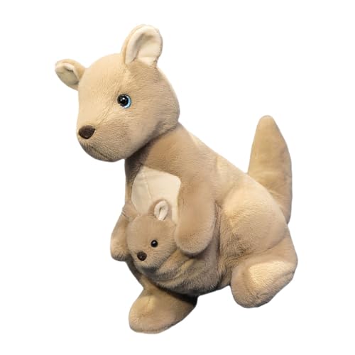 YARNOW Känguru-Plüschtier Puppe für ausgestopft Kuscheltier Stofftiere Kleiner Känguru-Plüsch Plüschspielzeug Tiere Plüsch Spielzeugtier tierischer Plüsch Tierfigur PP Baumwolle Khaki von YARNOW