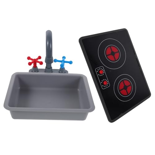 YARNOW Kinderküche Spielset mit Realistischem Wasserhahn und Spüle Induktionskochfeld mit Licht und Soundeffekten Umfassendes Küchenspielzeug für Jungen und Mädchen Fördert Kreativität von YARNOW