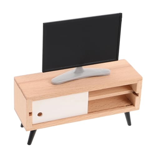 YARNOW LCD Tv mit Tv Schrank für Puppenhaus Wohnzimmer Realistisches Design Dekoratives Zubehör von YARNOW