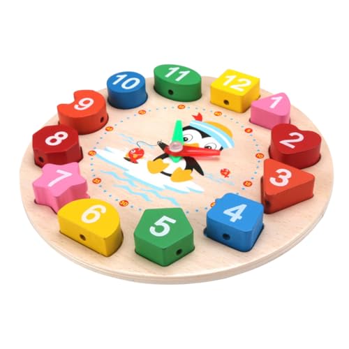 YARNOW Lernspielzeug Holz Pinguin Uhr Bunte Zahlen Zeitverständnis Förderndes Sortierspiel für Jahre Pädagogisches Lernspielzeug Frühe Bildung von YARNOW