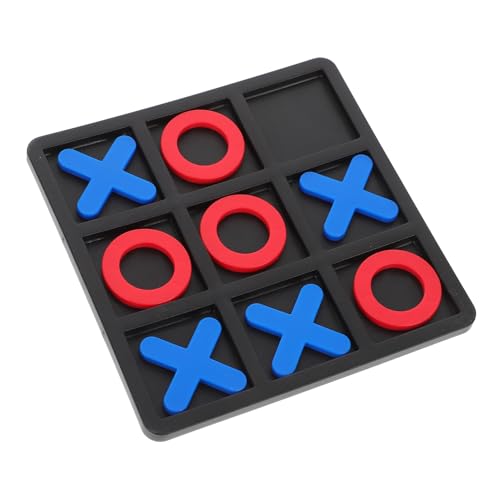 YARNOW Lernspielzeug Toe Schachspiel Tragbares Brettspiel mit Roten O und Blauen X Schwarzem Brett Pädagogisches Gesellschaftsspiel für Familienfeiern und Reisen von YARNOW