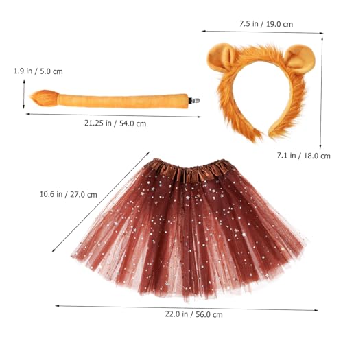 YARNOW Lion Kostüm Set für Haarreif und Tüllrock Bequemes Realistisches Löwenkostüm für Halloween Karneval Tierparty und Rollenspiele von YARNOW