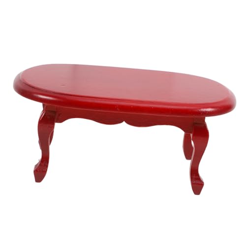 YARNOW MINI Simulierter europäischer Retro -Tee -Tisch möbel Vintage Home Decor Wohnzimmer Puppenhausmöbel Simulationsmöbel Mini -Hobby -Tisch Holz rot von YARNOW