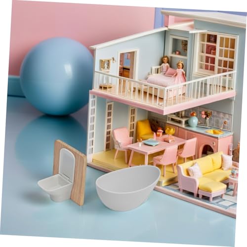 YARNOW Maßstab Miniatur Waschbecken Toilette Dusche Realistische Badezimmer Accessoires für Kreatives Rollenspiel von YARNOW