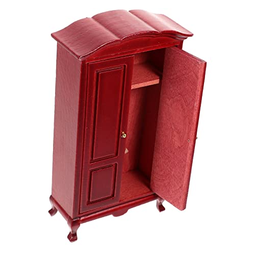 YARNOW Maßstab Rotes Holz Kleiderschrank Modell Kompakter Miniatur Schrank für Puppenhaus Schlafzimmer Dekoration und Zubehör von YARNOW