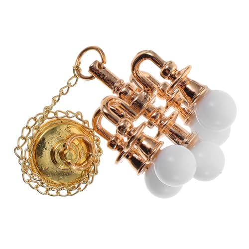 YARNOW Mini Deckenlampe Für Puppenhaus Goldene Deckenleuchte Mit Weißem Ball Zubehör Für Mini Und Möbel Nicht Beleuchtet von YARNOW