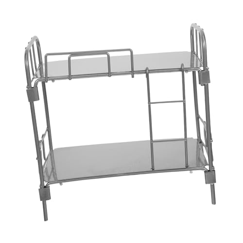 YARNOW Mini Doppelbett im Maßstab Elegantes Etagenbett für Puppenhäuser Stilvolle Miniaturmöbel für Schlafzimmerdekoration Silber von YARNOW