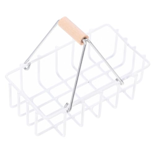 YARNOW Mini Handkorb aus Robustem Handliches Miniatur Einkaufs und Aufbewahrungskorb Modell Detailreiche Puppenhaus Deko für DIY und Mini Haus Accessoires Weiß Langlebig und Praktisch von YARNOW