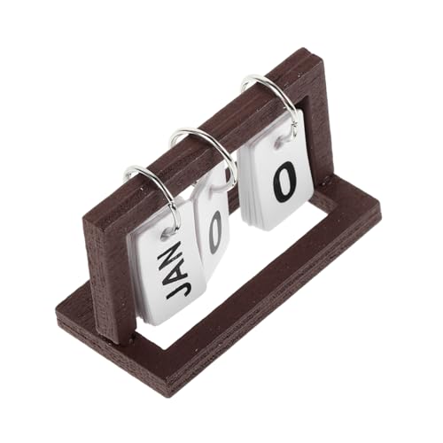 YARNOW Mini-Kalender Für Puppenhaus, Kleiner Holzkalender, Flip-tischkalender, Puppenhaus, Niedliche Bürodekoration, Schreibtischdekoration, Kaffeefarben von YARNOW