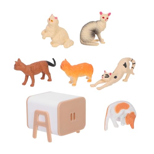 YARNOW Mini Katzennest Modell Lernspielset Mini Katzenspielset Spielzeugfiguren Puppenhaus Interaktives Haustierspielzeug Lernspielset Partyzubehör Katzenpuppenhaus Miniatur von YARNOW
