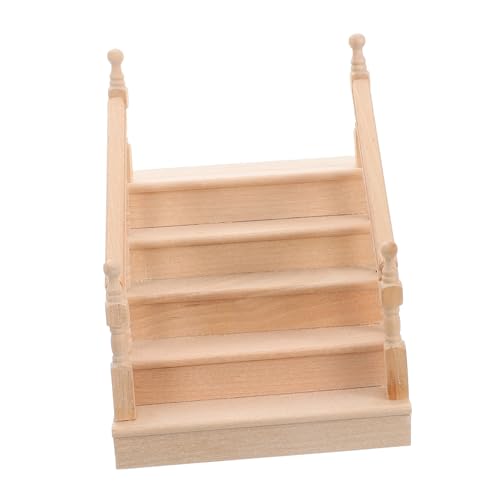 YARNOW Mini-Kleinmöbeltreppe Puppenhaus Treppe Puppenstubenmöbel Mini-Puppenhausmöbel Miniaturmöbel Treppenminiatur Holzpuppenhausmöbel hölzern Light Brown von YARNOW