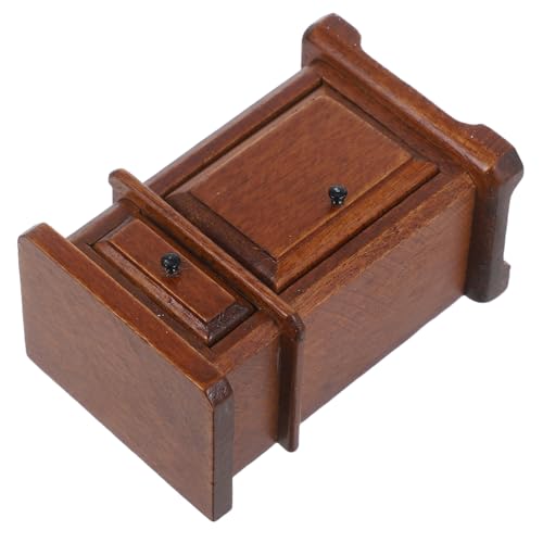 YARNOW Mini Schlafzimmermöbel Nachttisch Miniatur Szene Seitenschrank Puppenhausmöbel Schlafzimmer Miniatur Puppenhaus Sideboard Hellbraunes Holz von YARNOW