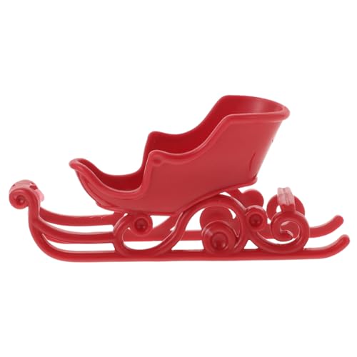 YARNOW Mini-Schlittenhaus Weihnachtsschlitten Herzstück Weihnachtsschlittendekor Mini -Weihnachtsschmuck Santa-Schlitten-Ornament Weihnachtsschlittenverzierung Schlittenmodell Plastik rot von YARNOW