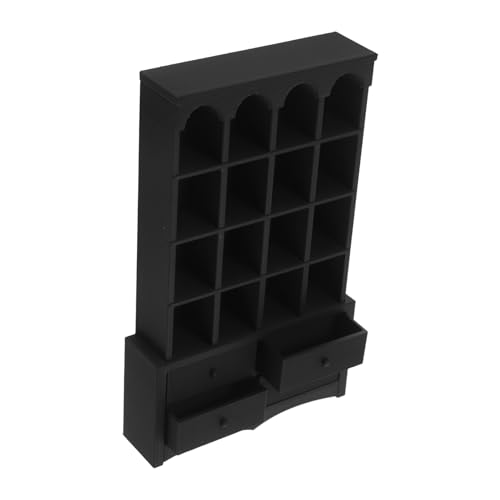 YARNOW Miniatur Bücherregal Retro Stil Schwarzer Miniatur Möbel Schrank Vielseitiges Mini Dollhouse Möbel Zubehör Detailgetreues Puppenhaus Regal für Kreative Dekoration und Aufbewahrung von YARNOW