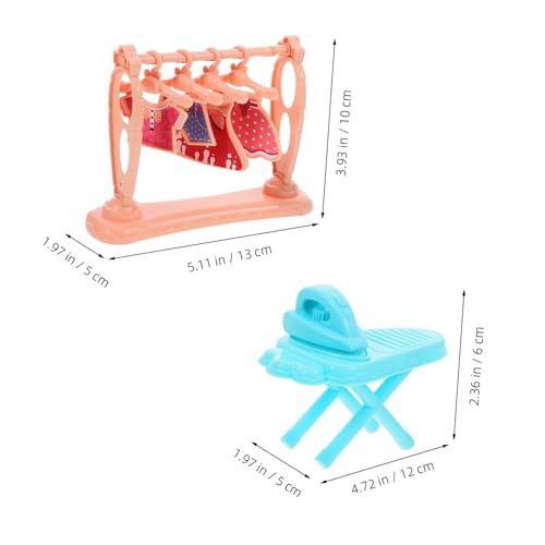 YARNOW Miniatur Bügeleisen mit Mini Bügelbrett und Wäscheständer Puppenhaus Dekoration Leichtes Sicheres für Kreatives Pretend Play und Detailreiche Miniaturwelt von YARNOW