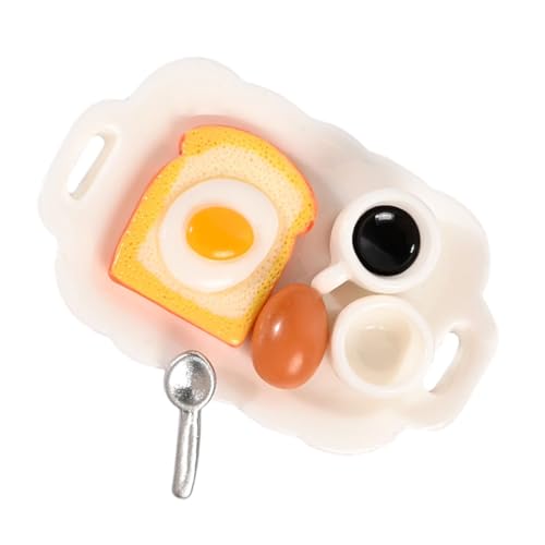 YARNOW Miniatur Frühstück Spielset aus Langlebigem Resin Buntes Puppenhaus Zubehör Realistische Teller und Lebensmittel Feinmotorik und Kreativen Dekoration von YARNOW