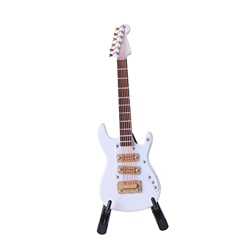 YARNOW Miniatur Gitarren Modell Weiß Holz Handgefertigt mit Box und Ständer Musikinstrument Dekoration für Geburtstag und Büro von YARNOW