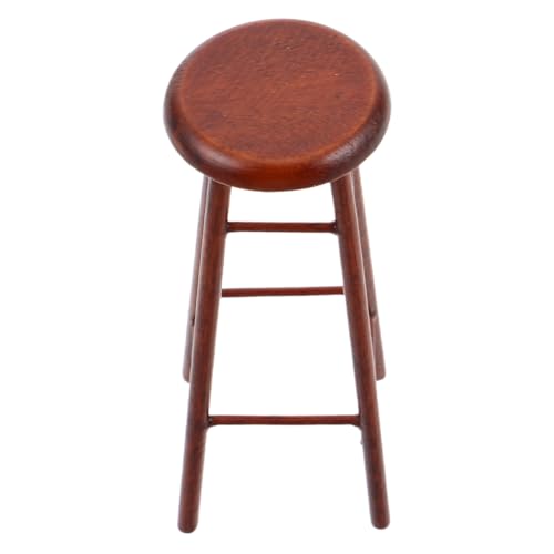 YARNOW Miniatur Holz Hocker Mini Möbel Runde Bar Theke Stuhl DIY Puppenhaus Zubehör Robust Langlebig Realistisch Detailreich Kreatives für Sammler von YARNOW