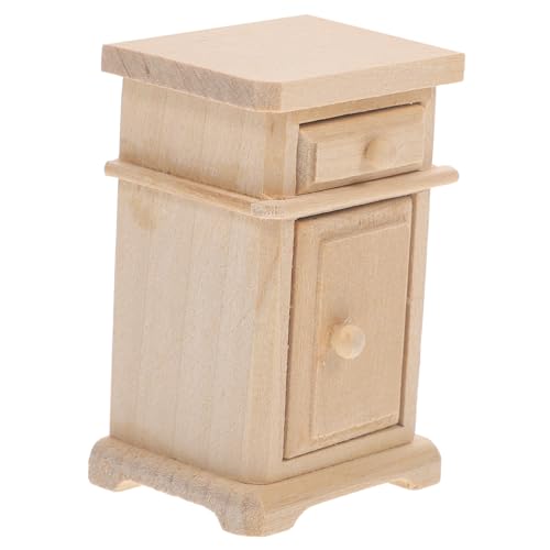 YARNOW Miniatur Holz Nachttisch mit Tür Puppenhaus Möbel Dekoration Handgefertigter Robuster Mini Schrank für Puppenhaus Geeignet als und DIY Zubehör für Schlafzimmer und Wohnzimmer von YARNOW