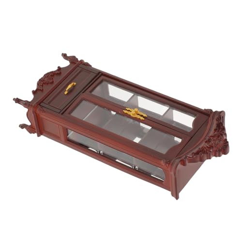 YARNOW Miniatur Holz Puppenhaus Möbel Doppel-tür Weinregal Schrank Mini Bücherregal Sideboard Realistisches Vintage Display Regal für Wohnzimmer Puppenhaus Zubehör von YARNOW