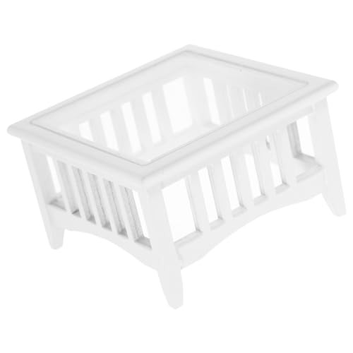 YARNOW Miniatur Holz Teetisch Modell Puppenhaus Möbel Miniaturmöbel Wohnzimmer Dekoration Weiß Langlebig Realistisch für Puppenstube Sammlung von YARNOW