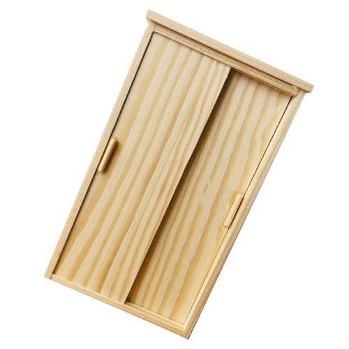 YARNOW Miniatur Holzkleiderschrank Vintage Armoire für Puppenhaus Möbel Zubehör Stabiler Mini Schrank aus Holz Hellgelb für Puppenhaus Schlafzimmer Dekoration von YARNOW