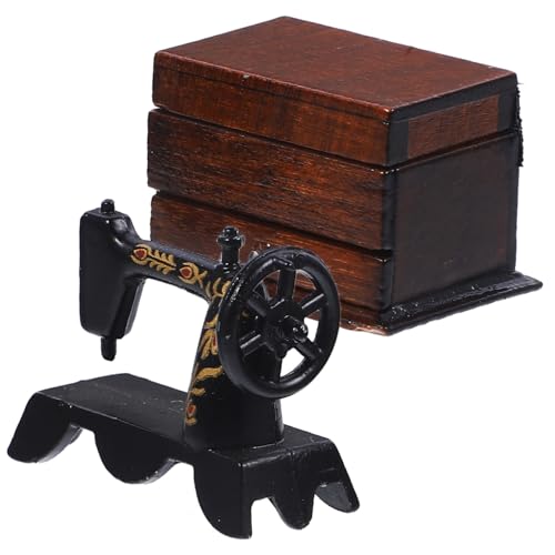 YARNOW Miniatur Nähmaschine mit Nähzubehör Retro Stil Detailreiches Puppenhaus Mikro Landschaftsdekor Langlebige Miniatur Nähmaschinenfigur für DIY Modellbau und Wohnraumdekoration von YARNOW