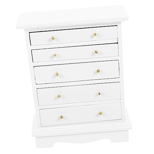 YARNOW Miniatur Puppenhaus Holzschrank Weiß Miniaturmöbel Schrank Modell Mini Holz Aufbewahrungsschrank Dekorativer Kleiner Schrank für Puppenhaus Schlafzimmer Sicheres Holzmaterial von YARNOW