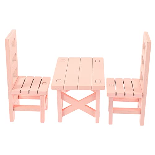 YARNOW Miniatur Puppenhaus Möbel Teilig Stühle und Tisch in Rosa Mini Spielmöbel für Leicht und Kompakt für Puppenhaus Dekoration und Rollenspiele von YARNOW