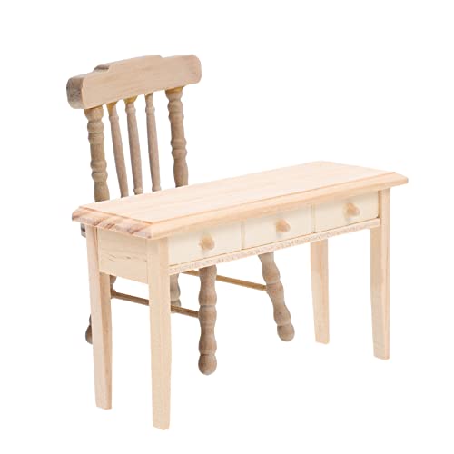 YARNOW Miniatur Puppenhaus Möbel aus Holz Klassischer Kleiner Tisch und Stuhl Realistisch Gestaltetes Zubehör für Mini Haus Dekoration Langlebig und Praktisch für DIY und Sammler von YARNOW