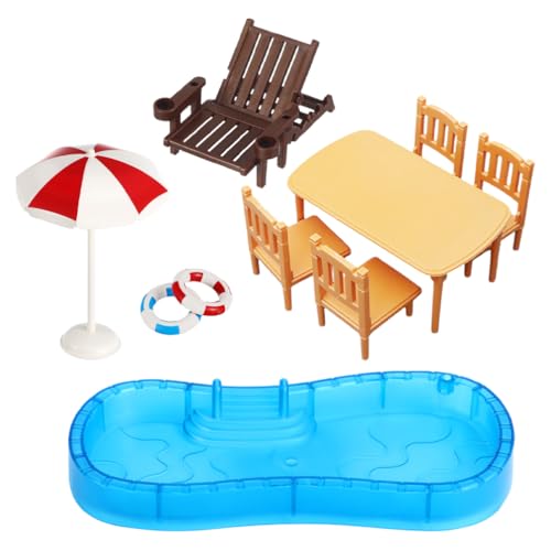 YARNOW Miniatur-Puppenhaus-Schwimmbecken Mit Schwimmring Sonnenschirmstuhl Strand Miniatur-Puppenhaus-Dekoration Zubehör DIY-Feengarten- YARNOW Miniatur-Puppenhaus-Schwimmbecken Mit Schwimmring Sonnenschirmstuhl Strand Miniatur-Puppenhaus-Dekoration Zubehör DIY-Feengarten- von YARNOW