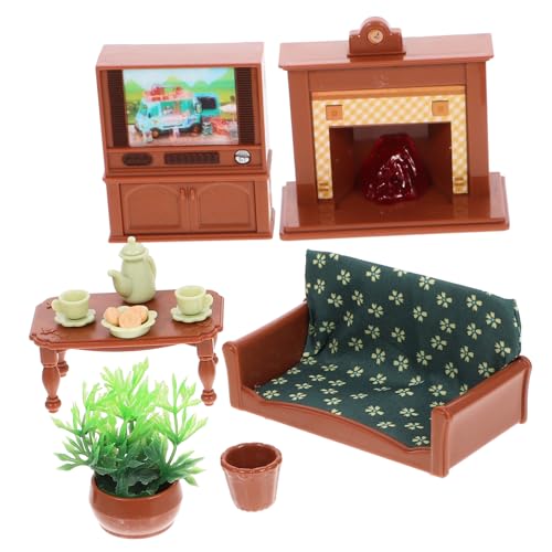 YARNOW Miniatur Puppenhaus Wohnzimmer Möbel Set Detailgetreu Kompakt Realistisch Geeignet für Basteln und Niedliches Mini Sofa und Tv Schrank Vielseitig Einsetzbar von YARNOW