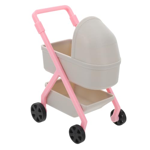 YARNOW Miniatur Puppenwagen Realistische Babykutsche aus Stabilem Kunststoff Geeignet für Puppenhaus Dekoration und Rollenspiele Grauer Puppenwagen Modellwagen von YARNOW
