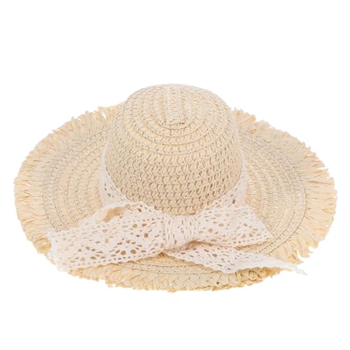 YARNOW Miniatur Strohhut mit Spitzenband Handgefertigter Langlebiger Mini Hut für Puppenmode DIY Bastelbedarf und Dekoration Beige Vielseitig Einsetzbar für Puppenhäuser und Kreative von YARNOW