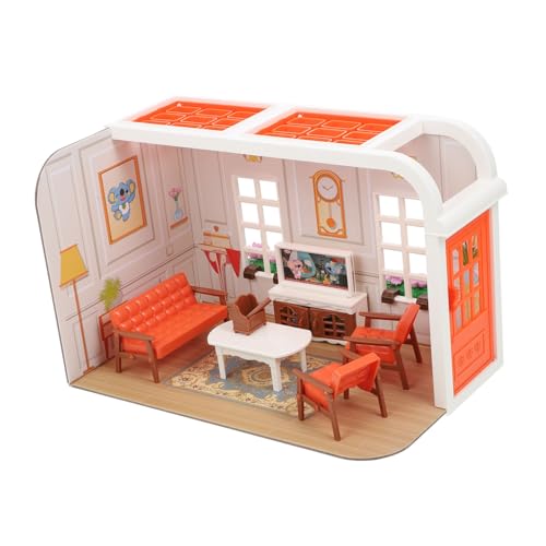 YARNOW Miniatur Wohnzimmer Szene Set DIY Puppenhaus Kit mit Zubehör Miniatur Haus Modell Bausatz für Kreative Mikro Landschaft Dekoration Lebensechte Miniaturmöbel von YARNOW