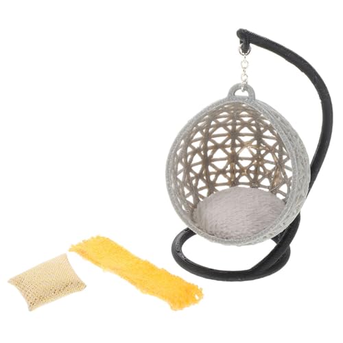 YARNOW Miniaturpuppenhaus Schwungstuhl DIY Mini Möbelmodell Für Winziges Realistisch Und Lustig Hängende Stuhl Für Schreibtisch Und Schrankdekoration von YARNOW