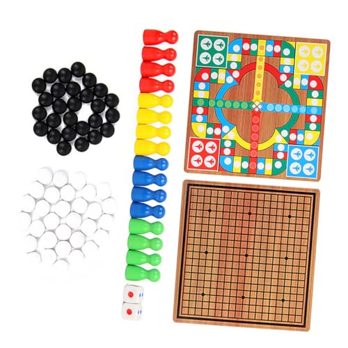 YARNOW Multifunktionales Holzspielbrett Spielset mit Fliegendem Schach und Fünf in Einer Reihe Farbige Spielsteine Pädagogisches Kinderspielzeug Intelligenz und Hand Auge Koordination von YARNOW