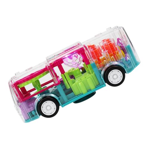 YARNOW Musikalischer Transparenter Batteriegetriebener Kinderbus mit Licht und Musik Drehbarem Pädagogisches Fahrzeugspielzeug für Jungen und Mädchen Neugier und Eltern Junge Mädchen von YARNOW