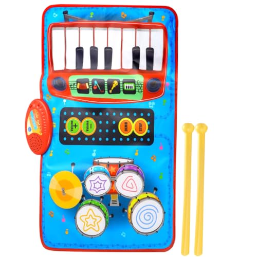 YARNOW Musikspielmatte für Klavier und Trommelteppich Interaktive Spieldecke für Jungen und Fördert Kreativität und Körperliche Aktivität Batteriefrei und Sicher von YARNOW