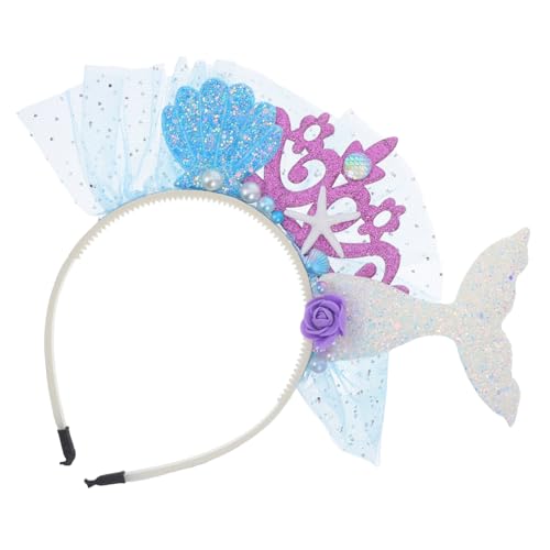 YARNOW Party Stirnband Meerjungfrau Für Glitzerndes Haarband Mit Fischschwanz Strand Themenparty Deko Blaues Netzmaterial von YARNOW