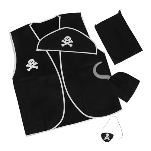 YARNOW Piraten Kostüm Set für Erwachsene und Teiliges Cosplay Zubehör mit Piratenweste Handhaken und Hut für Halloween und Mottopartys von YARNOW